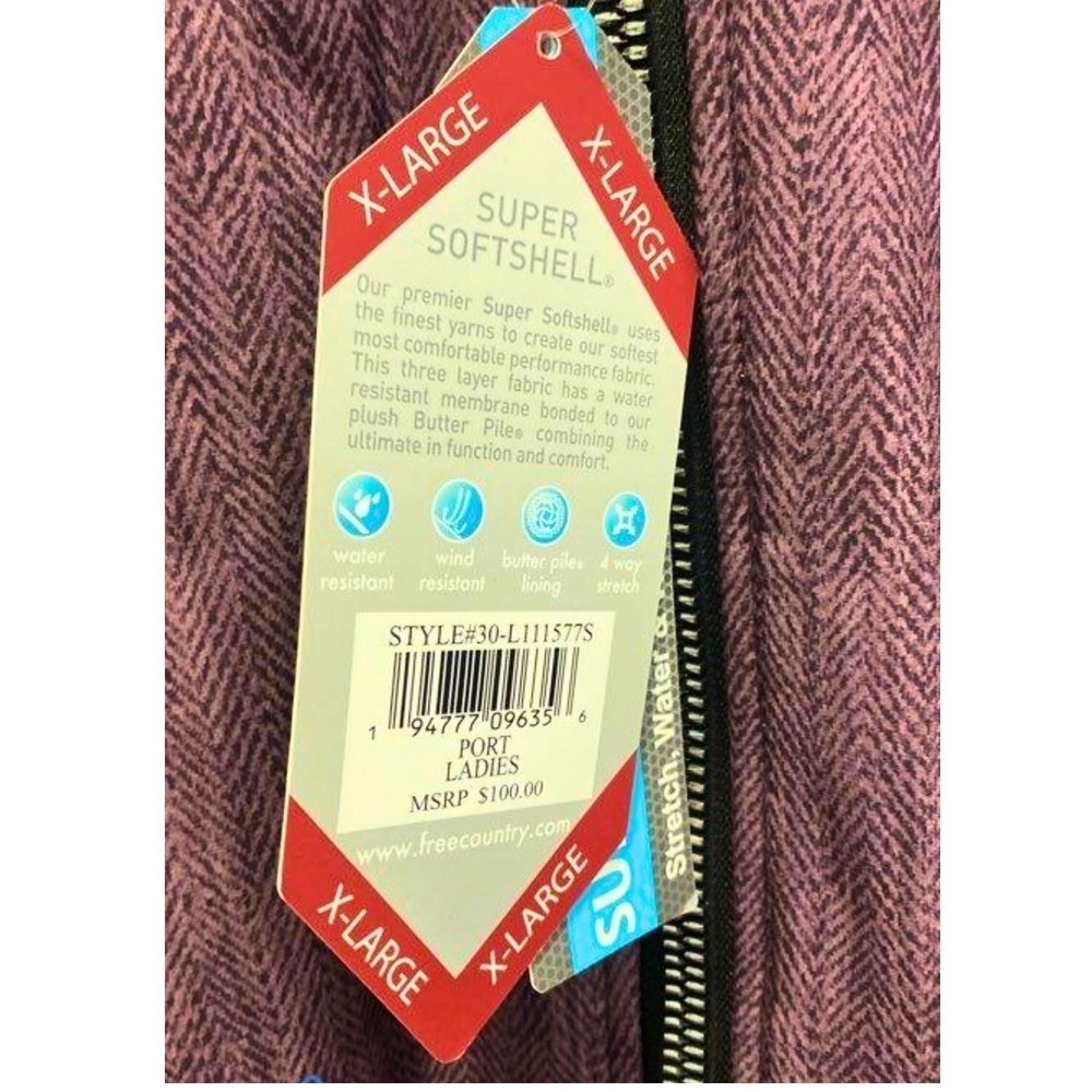 NWT Free Country Wom. Super Softshell Jacket Port Clr Sz XL Water Wind Resist - Picture 8 of 10